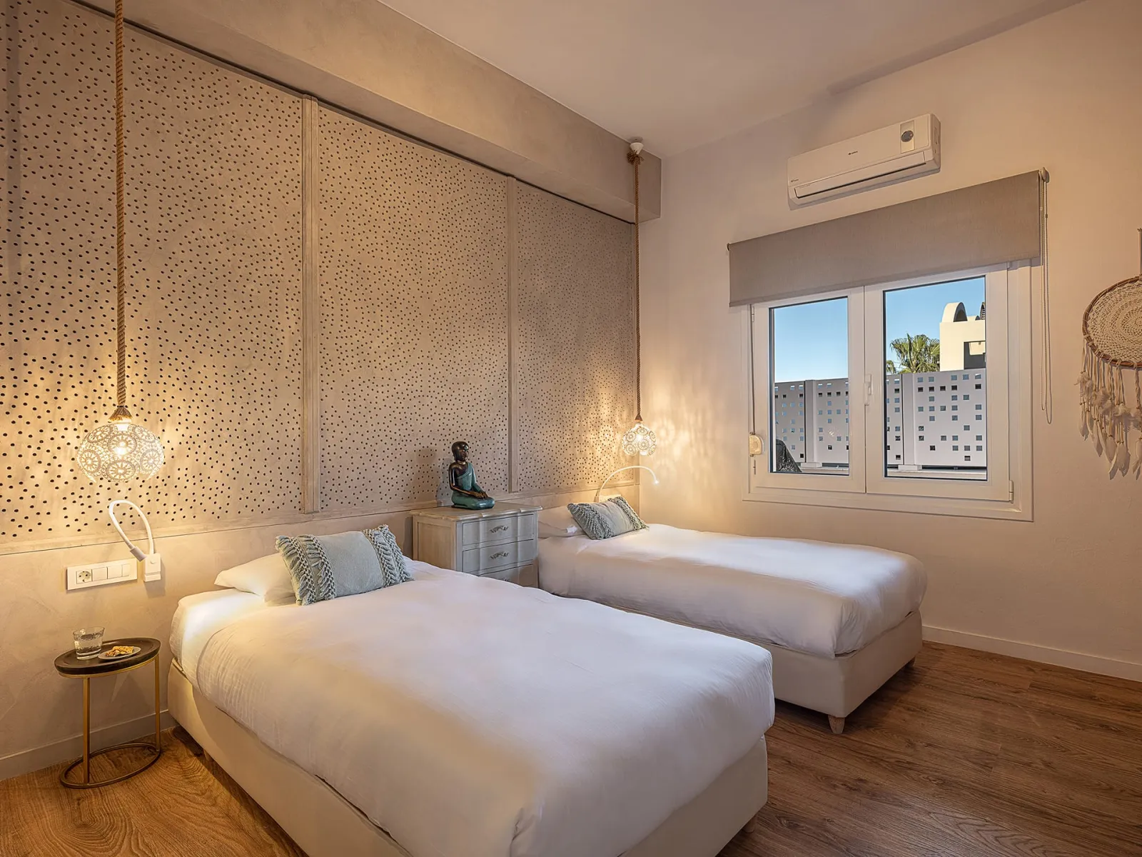 Sophisticated bedroom with calming décor.