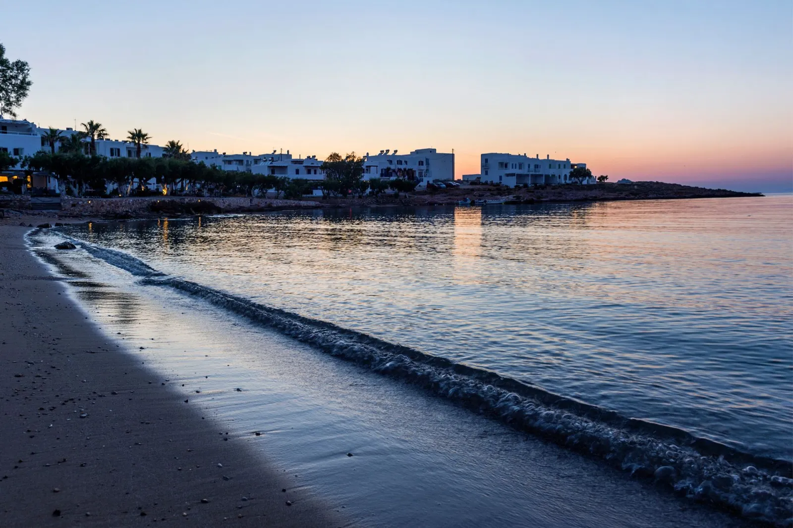 View to our hotel and villas Kalypso from the beach