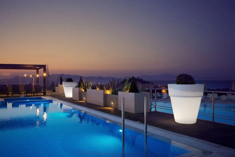 Kipriotis Panorama Multi Coloured Pool by night