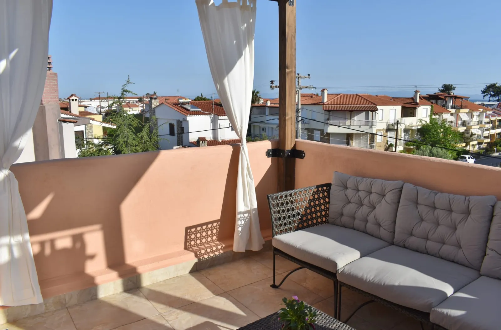 balcony overlooking the seaThird level- Attic with two beds and a big terasse with sea view - A/C