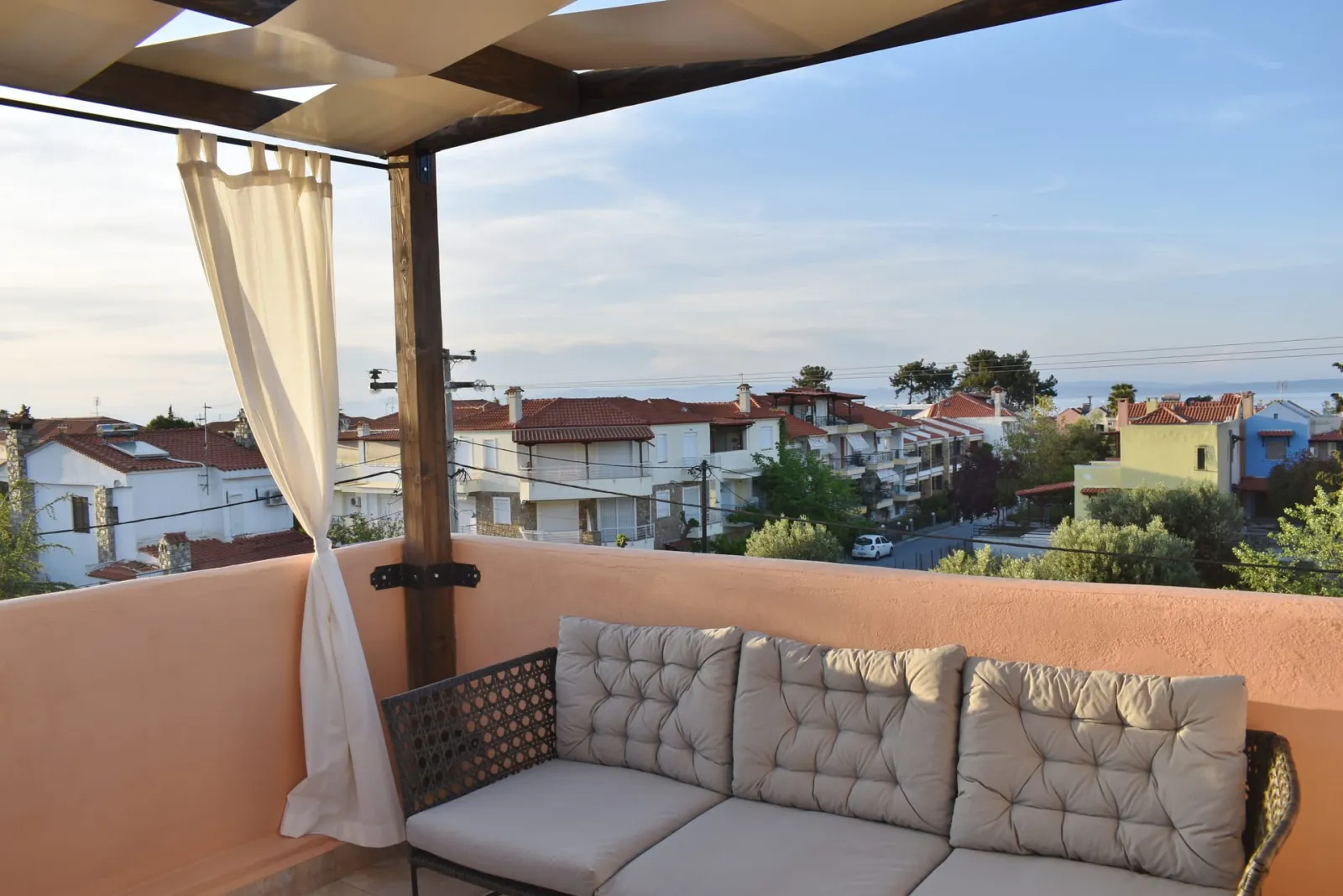 balcony overlooking the seaThird level- Attic with two beds and a big terasse with sea view - A/C
