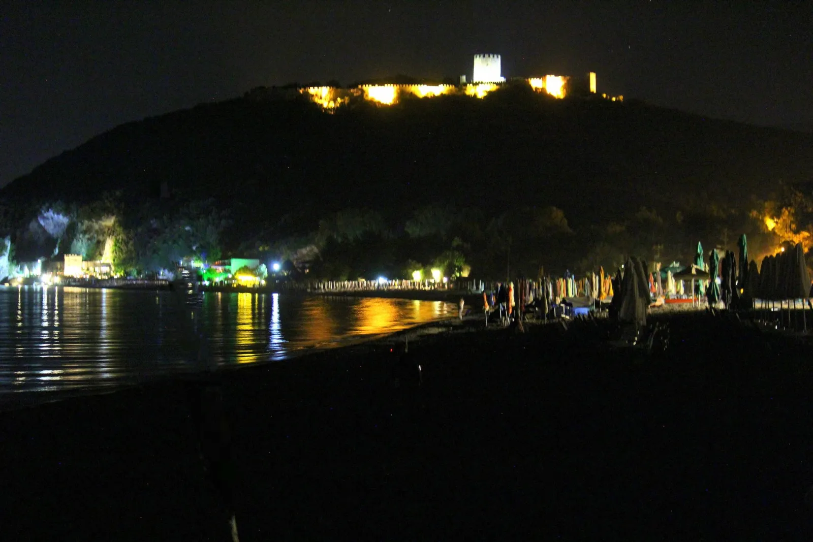 castle night view with paralia panteleimona