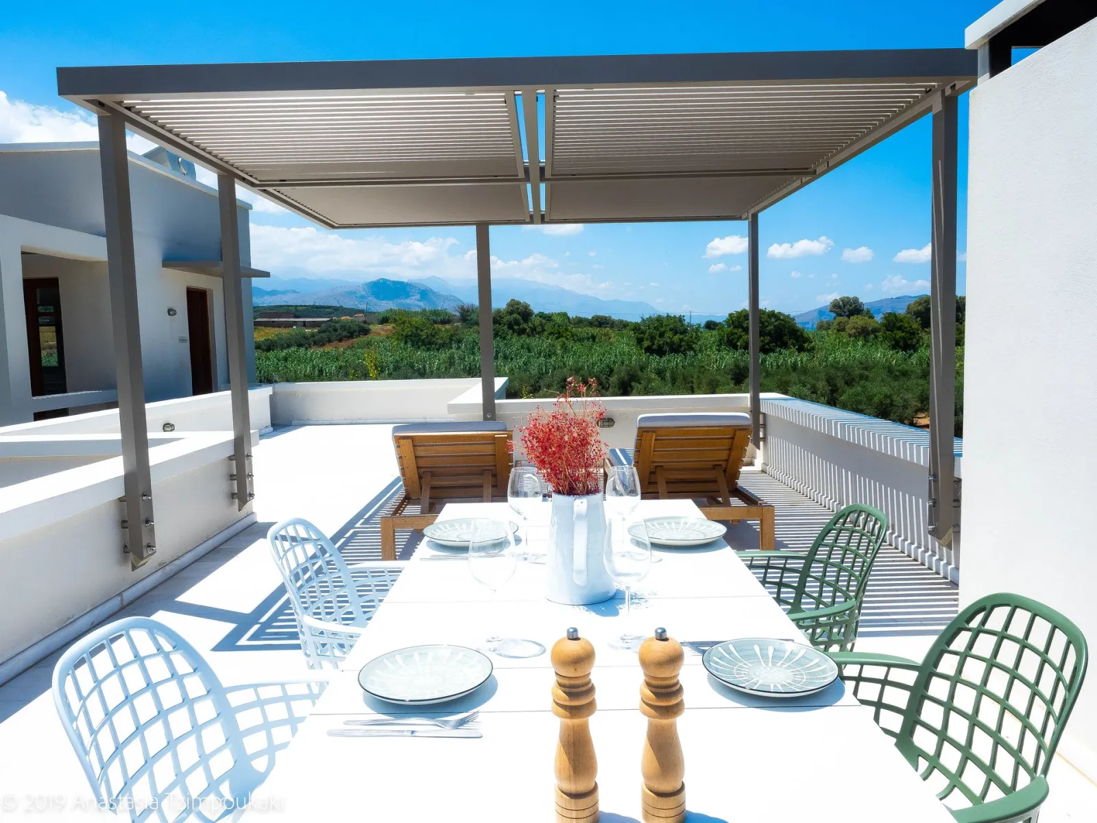 Superior Logde Elia - Terrace, Sea/mountain/olive groves view