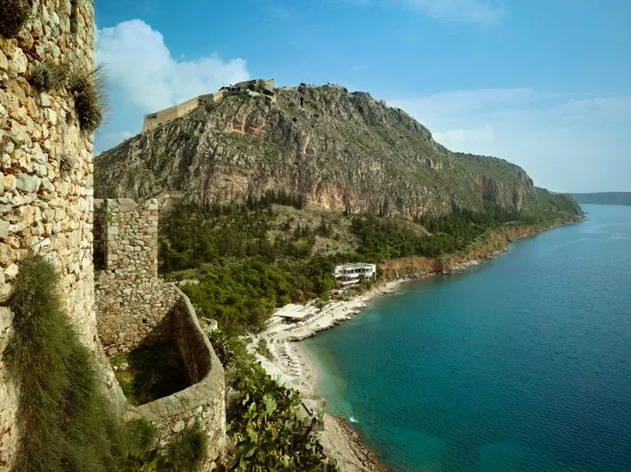 Arvanitia Beach and Palamidi Castle