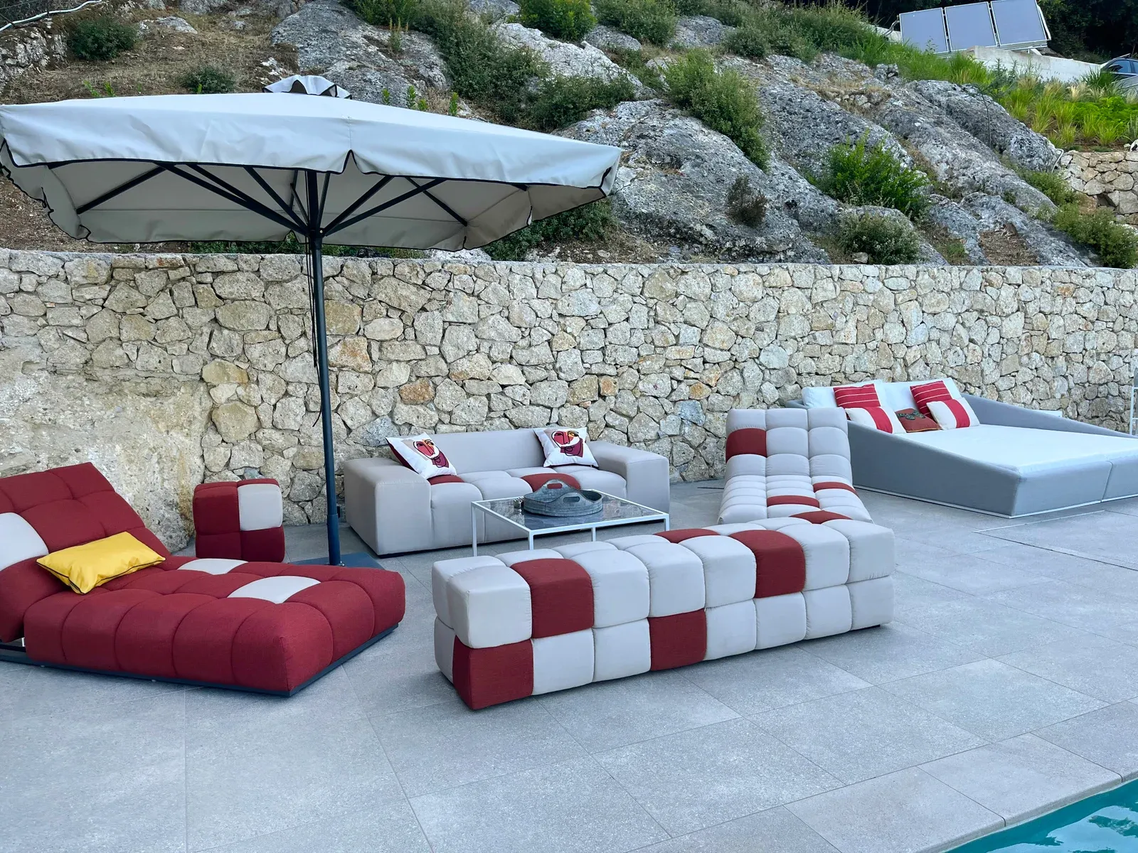 Pool area with lounges
