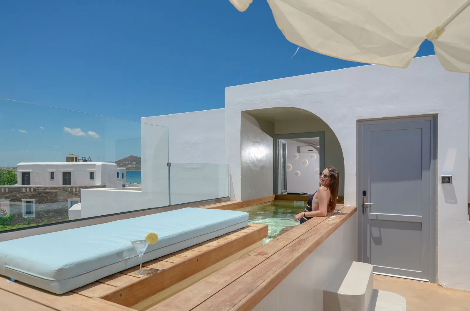 argo cabana suite with steam bath and outdoor heated plunge pool