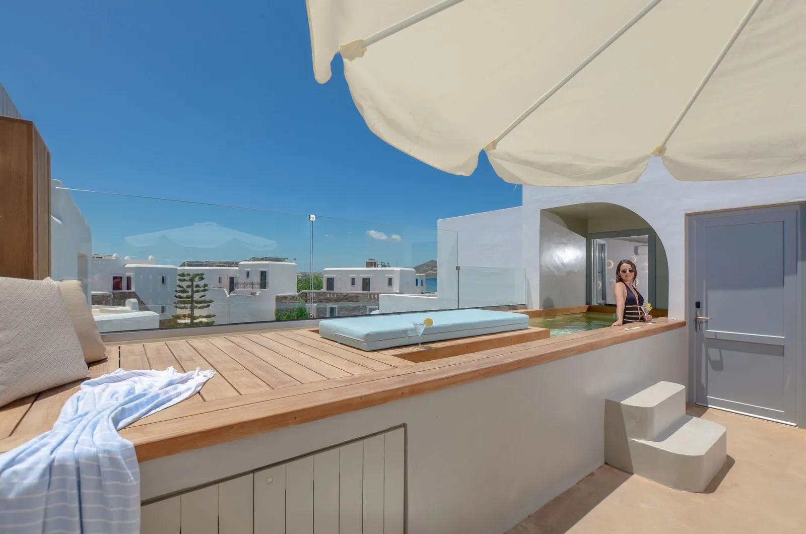 argo cabana suite with steam bath and outdoor heated plunge pool