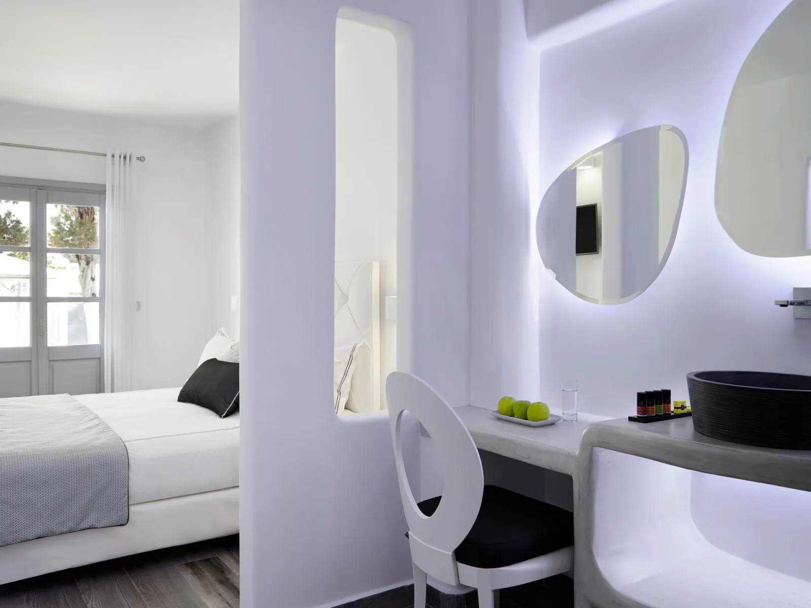 Elegant White Deluxe Room with Private Balcony