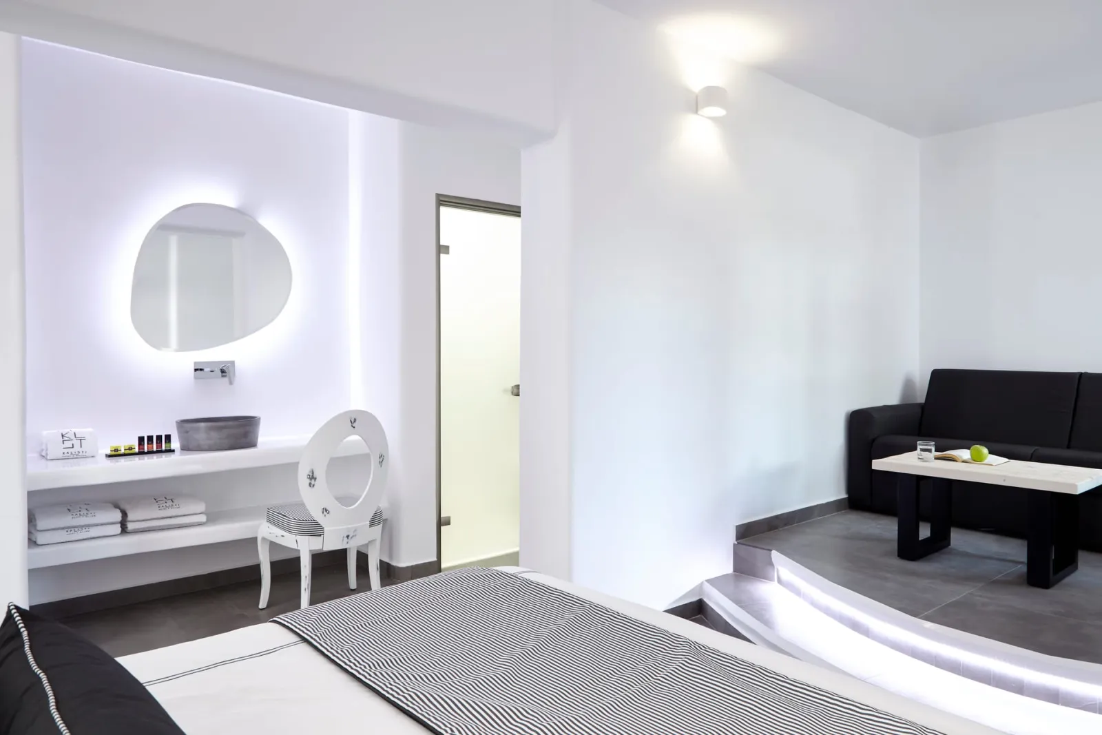 White Family Room with Private Balcony