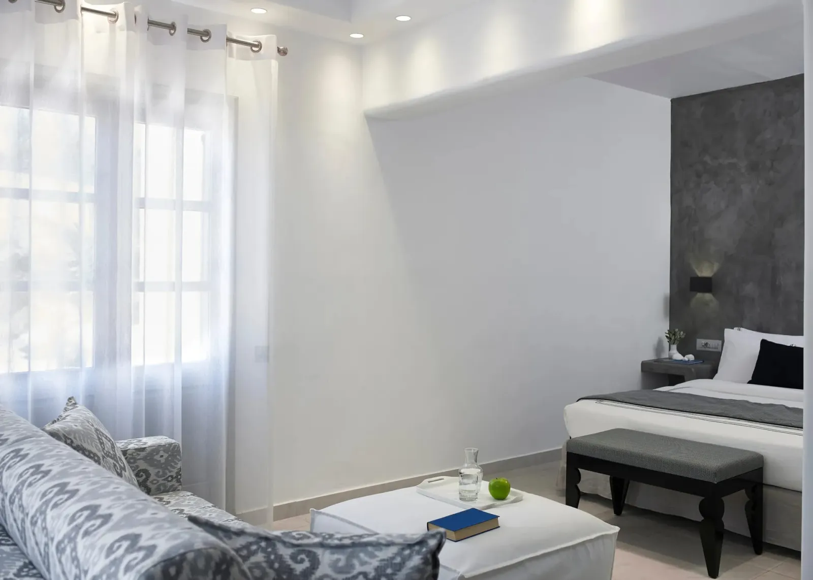 White Family Room with Private Balcony