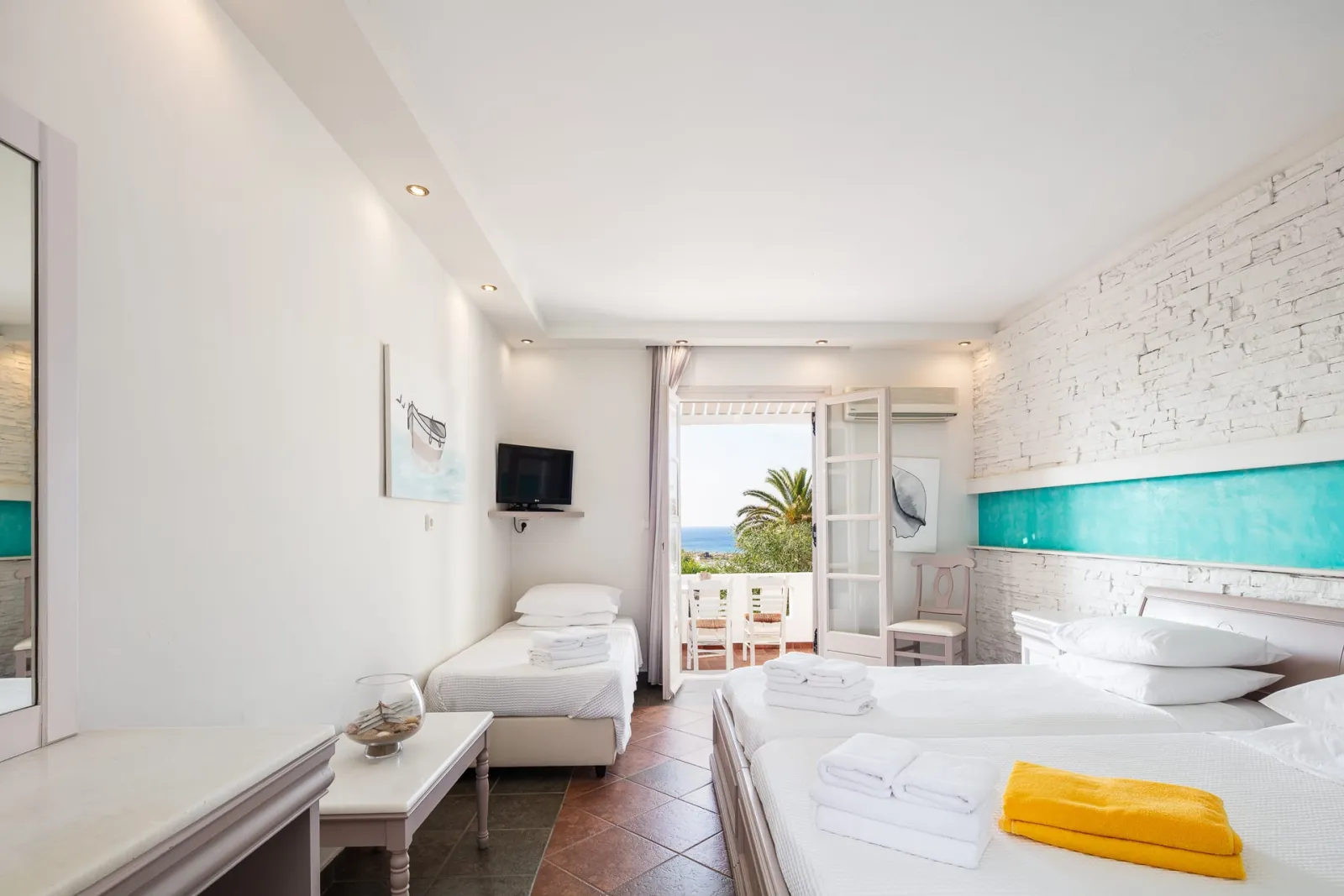 Aegean Triple Room with Terrace & Sea View