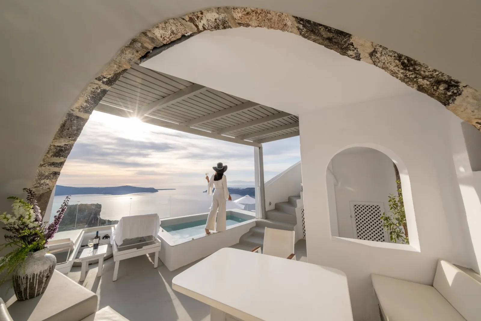 Honeymoon Suite with Indoor Plunge Pool and Caldera View