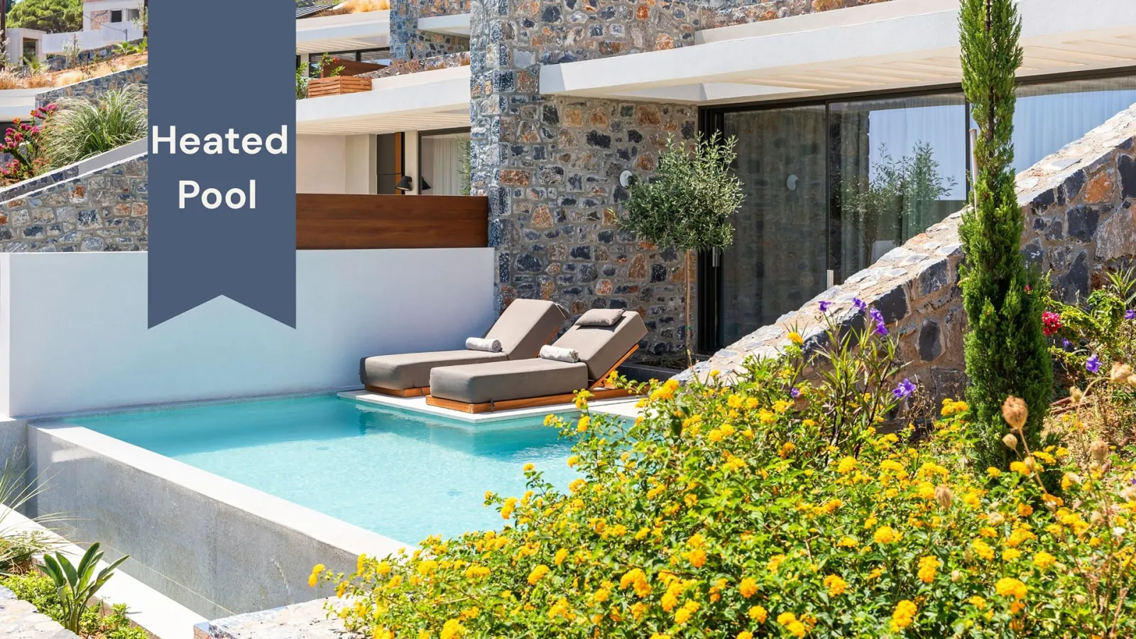 Cave Suite with Heated Private Pool Garden  View