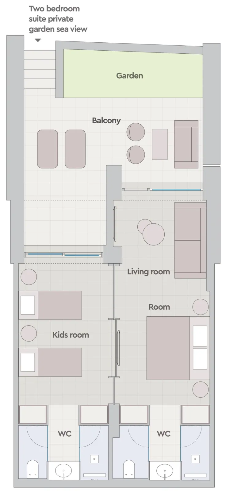 Two Bedroom Bungalow Suite Private Garden Sea View