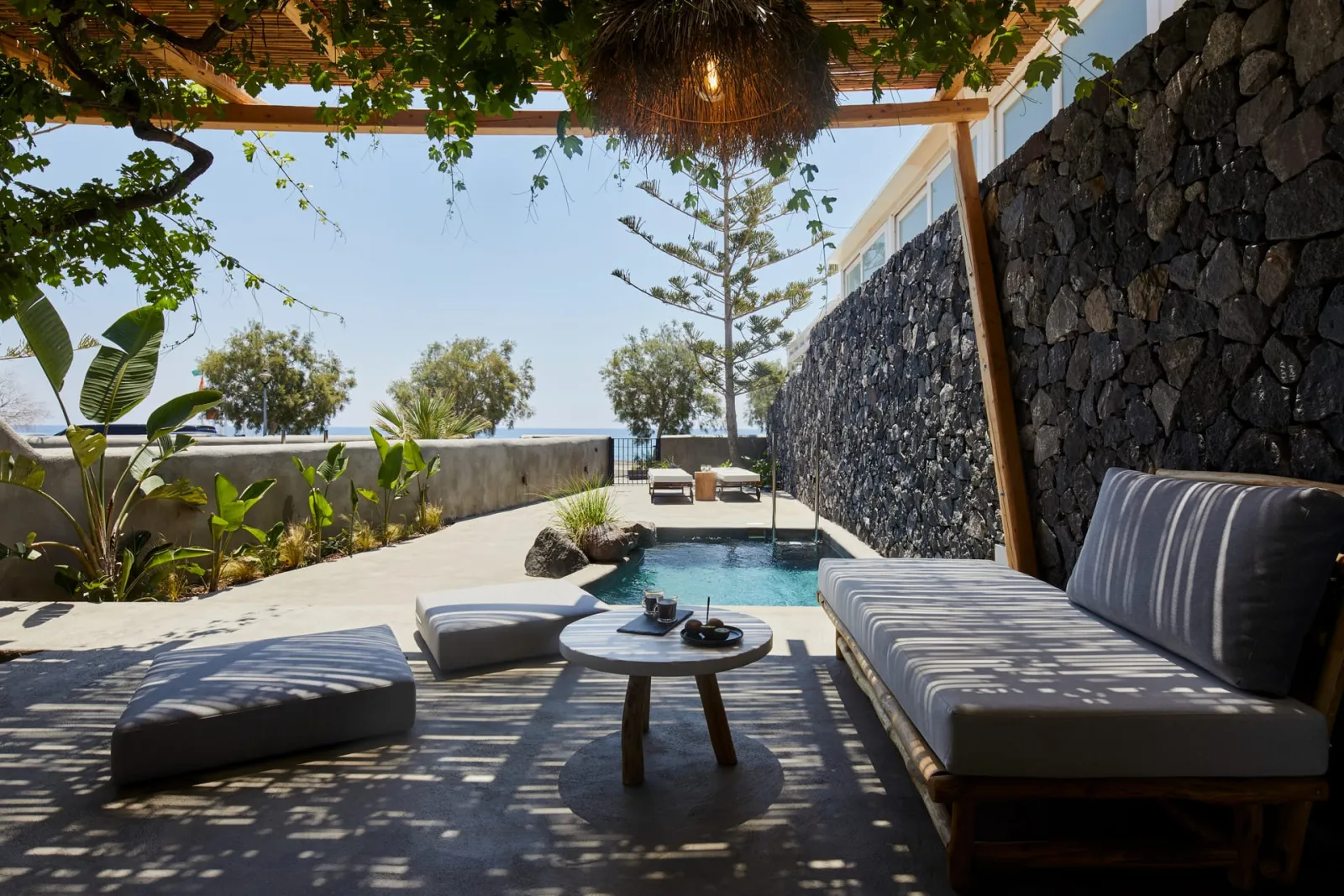 Avramiea Suite | walk out Sea View patio  with Private Heated Pool