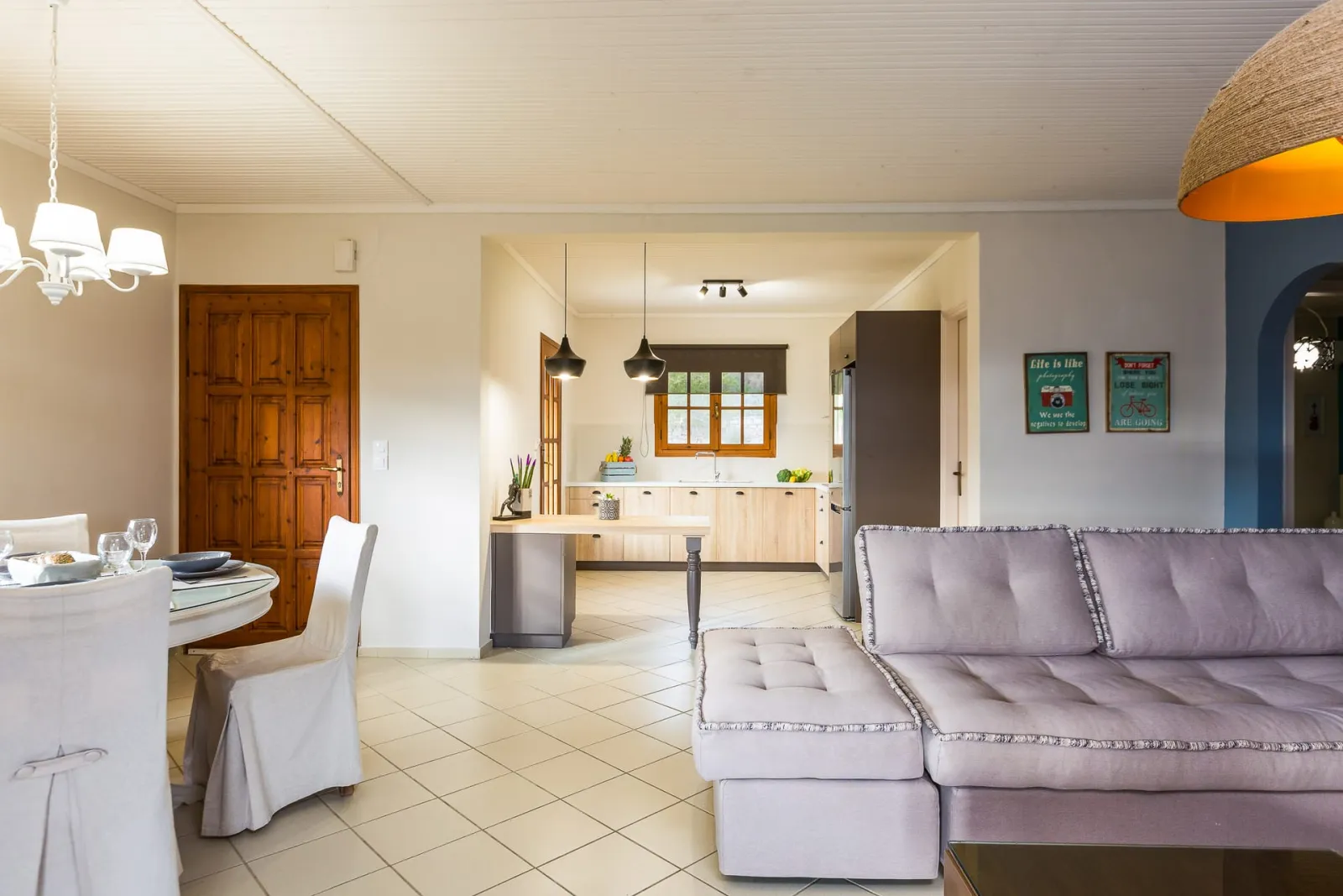 Living room area of the 2 bedroom villa with direct access to the veranda
