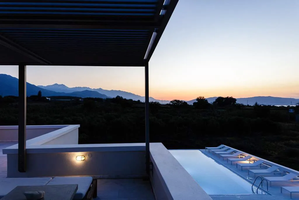 GRAND SUPERIOR LODGE ELIA | Garden - olive groves - mountain & pool view